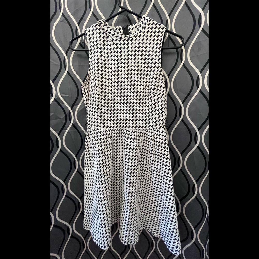 Houndstooth Fit and Flare Dress